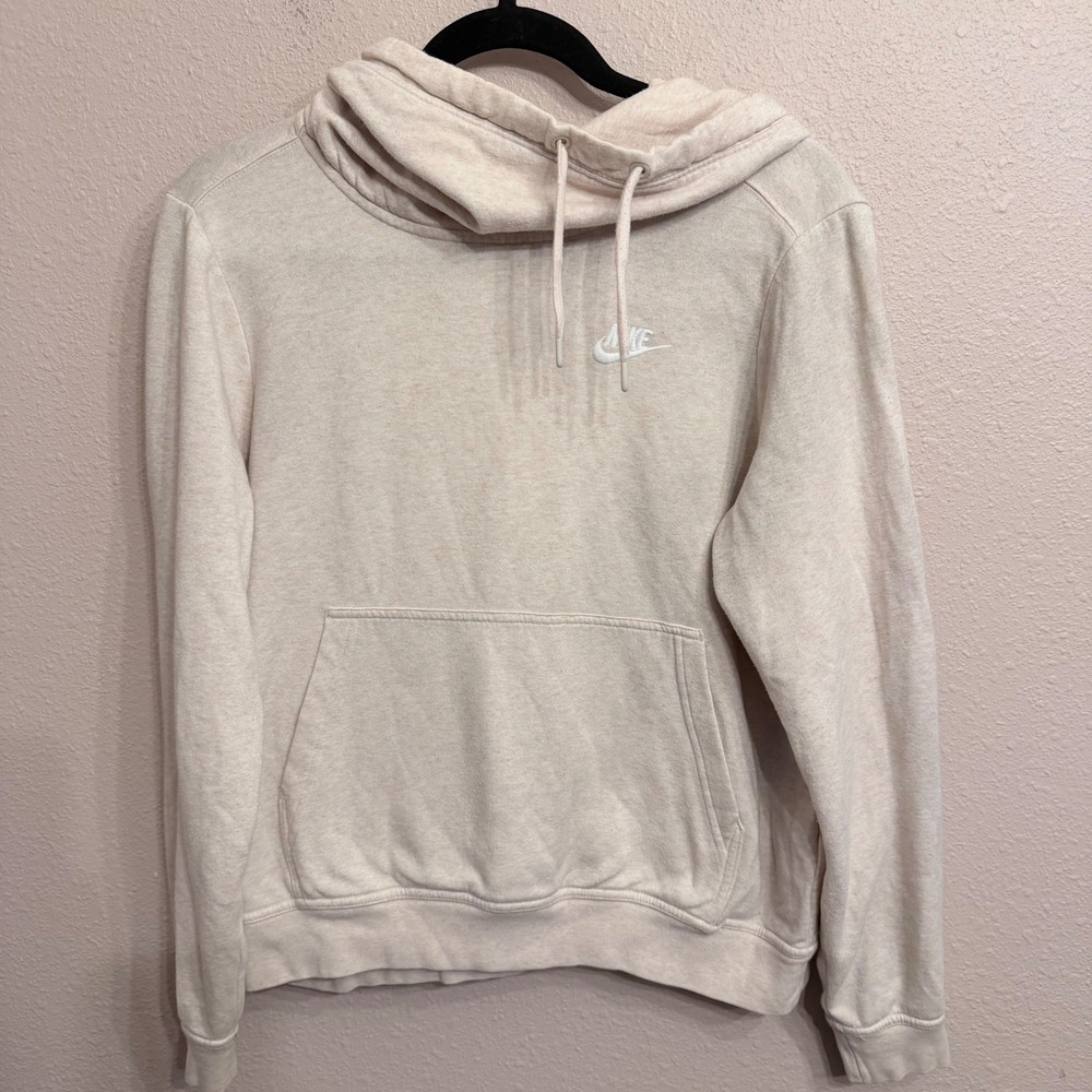 Nike Sportswear Gym Vintage Funnel Neck Hoodie Oatmeal 853928-838 Womens Medium